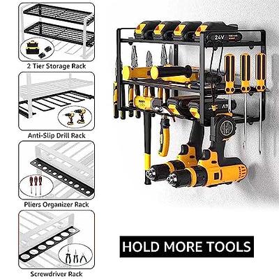 VEVOR Power Tool Organizer, 4 Slot, 3 Layers, Cordless Drill Holder Wall Mount, Battery Charging Station Storage Rack, Multi-function Garage