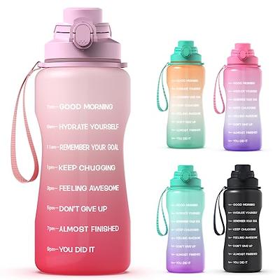  MUKOKO 64 Oz Glass Water Bottles, Half Gallon Water Bottle With  Straw And Silicone Sleeve Wide Mouth Leakproof Reusable Water Jug With Time  Marker And Handle For Gym, Outdoor, BPA Free,Black 