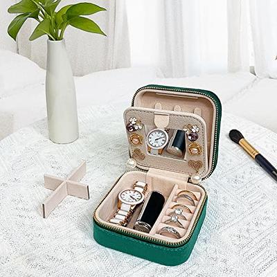 Dajasan Velvet Travel Jewelry Box, Mini Travel Jewelry Case, Small Portable  Travel Jewelry Organizer for Women Girls (Green)