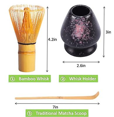 Zen Shi Fu Matcha Whisk Set 3pcs- Handmade Bamboo Whisk and Tea Scoop,  Matcha Whisk Holder-Perfect Matcha Kit with Japanese Gadgets, Tea  accessories for tea lovers (Black with Falling Cherry Blossom) 