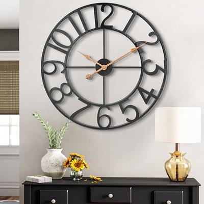 Wall Clock, 24 Inch Large Indoor Outdoor Wall Clocks Battery Operated Silent  Non Ticking, Farmhouse Vintage Decorative Analog Metal Clock for Living Room,  Kitchen, Patio Decor - Black - Yahoo Shopping