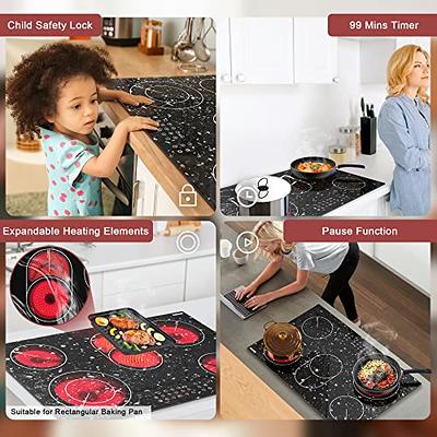 KitchenRaku 2 Pcs Induction Cooktop Mat - Black Induction Hob Protector- (Magnetic) Cooktop Scratch Protector - for Induction Stove ,Multifunctional