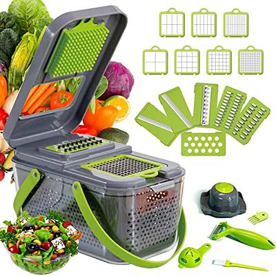 Vegetable Chopper, Onion Chopper, Mandolin Slicer,Pro 10 in 1professional  food Choppermultifunctional Vegetable Chopper and Slicer, Dicing Machine,  AdjustableVegetable Cutter With Container(grey) 