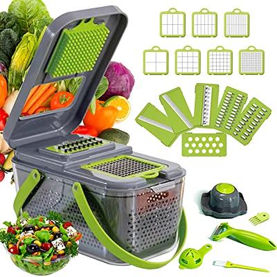  Vegetable Chopper, Onion Chopper, Mandolin Slicer,Pro 10 in  1professional food Choppermultifunctional Vegetable Chopper and Slicer,  Dicing Machine, AdjustableVegetable Cutter With Container(grey): Home &  Kitchen