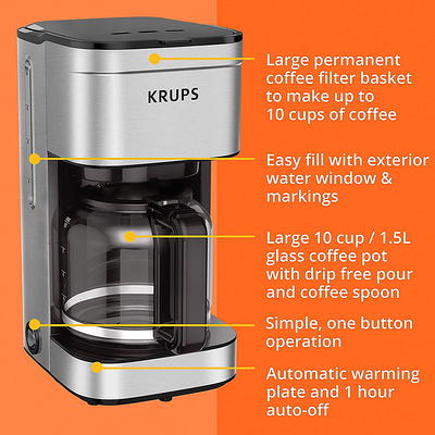 Krups Coffee Tea Espresso Cappuccino Maker Machine 4-Cup Glass