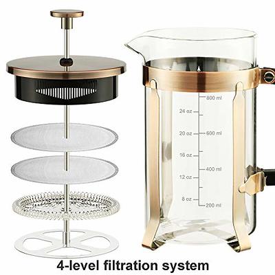 French Press Coffee Maker Glass Stainless Steel Large Copper 34oz Easy  Clean
