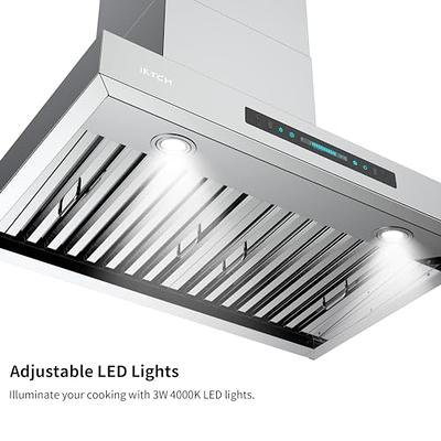 iKTCH 30 Wide 900 CFM Ducted Wall Mount Range Hood in Stainless Steel with  Remote Control