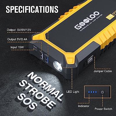 GOOLOO New GP2000 Jump Starter 2000A Car Starter Battery Pack (Up to 8.0L  Gas, 6.0L Diesel Engine),12V Car Battery Charger Jumper Starter, Supersafe  Portable Lithium Jump Box with USB Quick Charge 