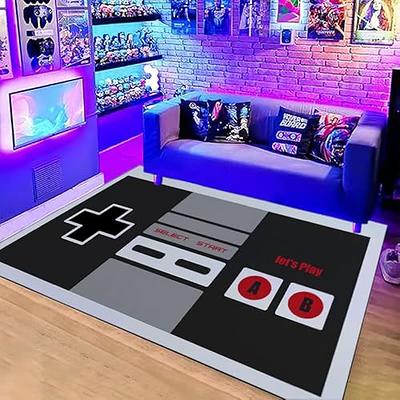 Large 39''x59'' Gaming Rug Controller Area Carpets for Kids Game Home Rug  Living Play Home Decor Non-Slip Comfy Floor Mat Black