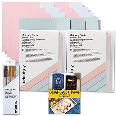 Cricut Joy Cutaway Cards Pastel Double Pack with Glitter Gel Pen Set and  Starter Paper Guide