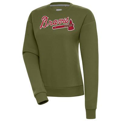 Men's Antigua Heathered Gray Atlanta Braves Victory Pullover Hoodie