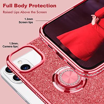 Apple iPhone 11 Pro Case for Girl Women, Glitter Cute Girly Ring Kickstand  Diamond Rhinestone Bumper Pink Clear Shock Proof Protective Phone Case