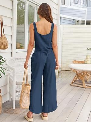 2023 Summer Linen Pant Sets Women Elegant Fashion Casual Sleeveless Top And Pants  Suit Two Piece Set For Women Matching Outfit - Pant Sets - AliExpress