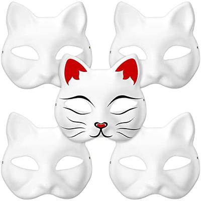 XYBHRC Cat Mask, 3PCS Therian Masks White Cat Masks Blank DIY Halloween  Mask Animal Half Facemasks Masquerade Cosplay Party - Yahoo Shopping