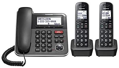 Panasonic Cordless Phone with Advanced Call Block, One-Ring Scam Alert, and  2-Way Recording with Answering Machine, 4 Handsets - Black