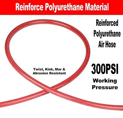 YOTOO Reinforced Polyurethane Air Hose 1/4 Inner Diameter by 50' Long,  Flexible, Heavy Duty Air Compressor Hose with Bend Restrictor, 1/4 Swivel  Industrial Quick Coupler and Plug, Red - Yahoo Shopping