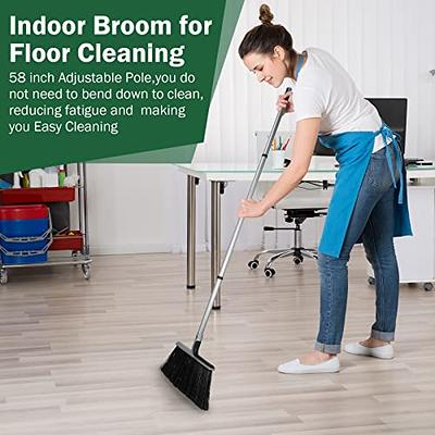 Push Broom with Long Handle, Floor Brush 47.6 inch Soft Bristle Broom 12.2  Wide for Cleaning Bathroom Kitchen Patio Garage Deck Tile - Yahoo Shopping