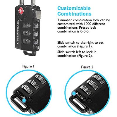 TSA Approved Lock for Luggage or Suitcase, Easy-to-Read 3 Digit