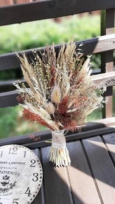 Pink Bunny Tails & Dried Gypsophila Wedding Bouquet/ Bridal