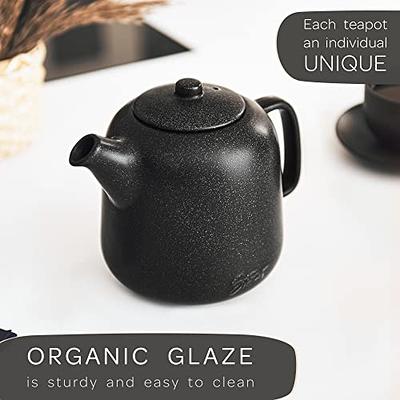 Steinzeit Design Tea Pot (44 oz) - Premium Ceramic Teapot with Infuser for  Loose Tea - Black Teapot Ceramic with Removable Strainer - Yahoo Shopping