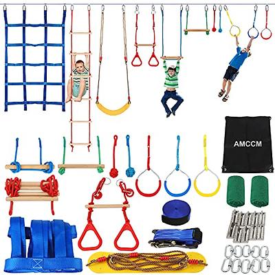 JUMP TASTIC TRAMPOLINE Ninja Obstacle Course, Ninja Slackline with  Accessories Include Swing, Ladder, Gym Ring, Ninja Wheel (11-Pieces)  JT-NJ-11 - The Home Depot