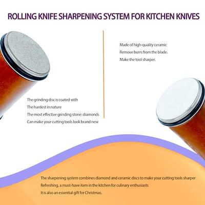 2024 Upgrade Rolling Knife Sharpener Tool Kit Engineered in Germany Magnetic Kitchen Knife Sharpener Roller Kitchen Knives Sharpener Kit with 15 