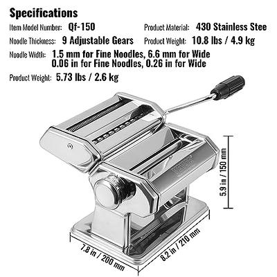 VEVOR Pasta Maker Machine, 9 Adjustable Thickness Settings Noodles Maker,  150 Stainless Steel Noodle Rollers and Cutter, Manual Hand Press, Pasta  Making Kitchen Tool Kit, Perfect for Spaghetti Lasagna - Yahoo Shopping