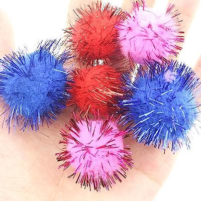 Glitter pom poms. Packs of assorted colour glittery pom poms, in various  sizes