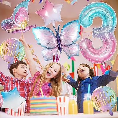 Butterfly Balloon 3rd Birthday Decorations for Girls, Gradient Pink Colorful  Butterfly Foil Balloon, Giant Number 3 Foil Mylar Balloon, 3 Years Old  Butterfly Theme Birthday Party Supplies Decor - Yahoo Shopping