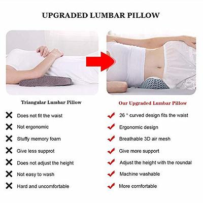 Lumbar Pillow for Sleeping, Adjustable Height 3D Lower Back