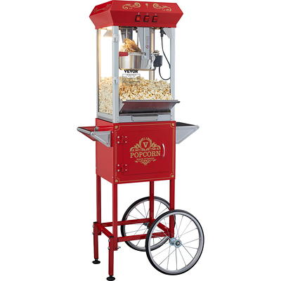 VEVOR Popcorn Popper Machine 8 Oz Popcorn Maker with Cart 850W 48 Cups Red