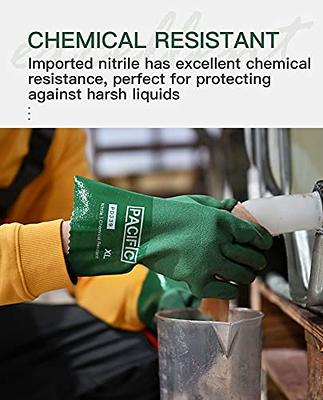 LANON Nitrile Chemical Resistant Gloves, Reusable Heavy Duty