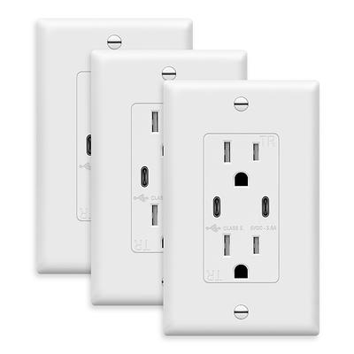 Utilitech 15-Amp 125-Volt Tamper Resistant Residential Decorator Outlet,  White (3-Pack) in the Electrical Outlets department at