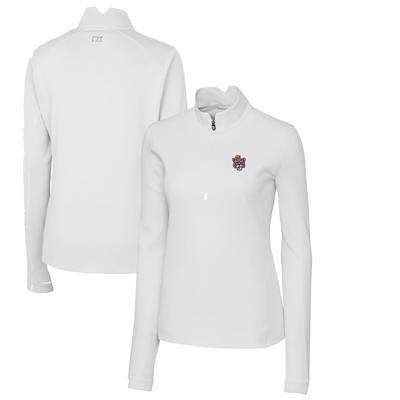 Women's Cutter & Buck White Cincinnati Bengals Helmet Logo DryTec Traverse Stretch Quarter-Zip Pullover Top