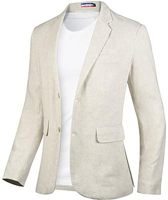 Mens Casual Blazer Suit Jackets Slim Fit Linen Business Sport Coat