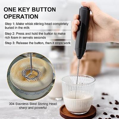 Electric Milk Frother Handheld for Drink Mixer Battery Operated, Latte,  Coffee, Foam and Cappuccino Maker - Includes Stainless Steel Stand Red 