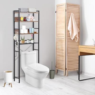 Rolanstar Over The Toilet Storage, 4-Tier Wooden Bathroom Space Saver with  Hooks, Freestanding Bathroom Organizer, Multifunctional Over The Toilet
