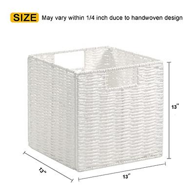  Vagusicc Wicker Storage Basket, Set of 2 Woven Storage Baskets,  Foldable Cube Storage Bins, 11 Inch Square Wicker Storage Baskets for  Shelves, White : Home & Kitchen