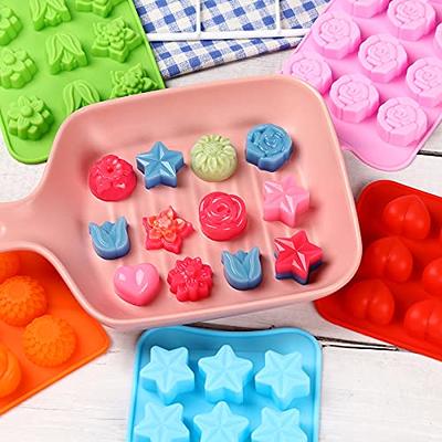 3 Pieces Set of Silicone Flower Molds, Baking Mold with Flowers and Heart  Shape, for Chocolate, Candy, Ice Cubes (pink, Blue and Green)