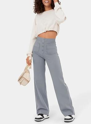 The White High Waisted Button Straight Pants - High Waisted Straight Leg  Pockets Work Pants - White - Bottoms