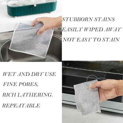 2 Pack Multifunctional Non-Scratch Wire Dishcloth, Silver Wire Mesh Knit  Cleaning Cloth, Wire Dishwashing Rags, Washing for Dishes, Sinks, Counters
