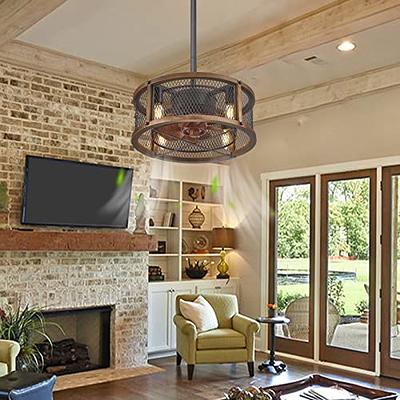 Farmhouse Ceiling Fans with Lights,Caged Wood Ceiling Fan with Lights  Remote Control, Industrial Ceiling Fan with Light for Bedroom,Living Room, Kitchen - Yahoo Shopping