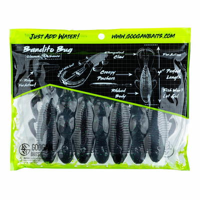 Googan Bandito Bug 4'' Junebug 7pk Soft Plastic Fishing Lure