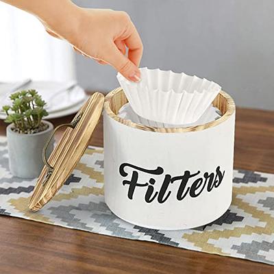 Coffee Filter Holder, Farmhouse White Filter Storage Container