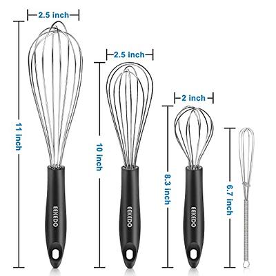 Stainless Steel Whisk Set - 8+10+12 Thin Handle Wisk Balloon Wire Whisks  Kitc