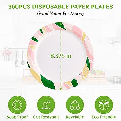 MUCHII Paper Plates 10 Inch, 150 Count Disposable Paper Plates, Soak Proof,  Cut Proof, Printed Disposable Plates for Daily Use, Parties