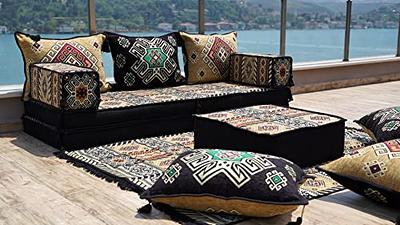 8 Thickness Mauritania Floor Cushions, Turkuoise Floor Couches