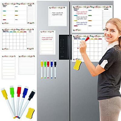 JJPRO Magnetic Chalkboard Monthly Calendar with neon Bright Liquid Chalk  Markers – Black Refrigerator Monthly Planning Board w/Bonus - Grocery List