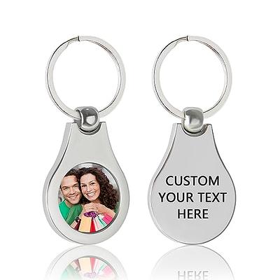 Hunjunt Custom Keychain with Picture Double Sided Engraved