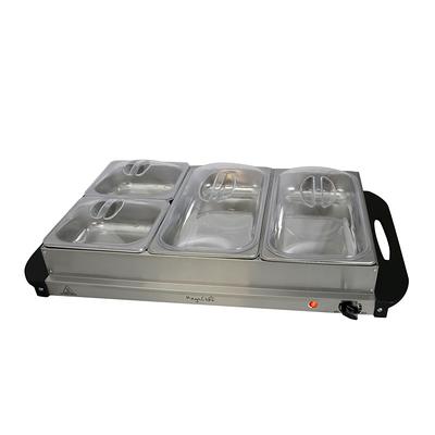 NutriChef 3 Tray Buffet Server & Hot Plate Food Warmer | Tabletop Electric  Food Warming Tray | Easy Clean Stainless Steel | Portable & Great for